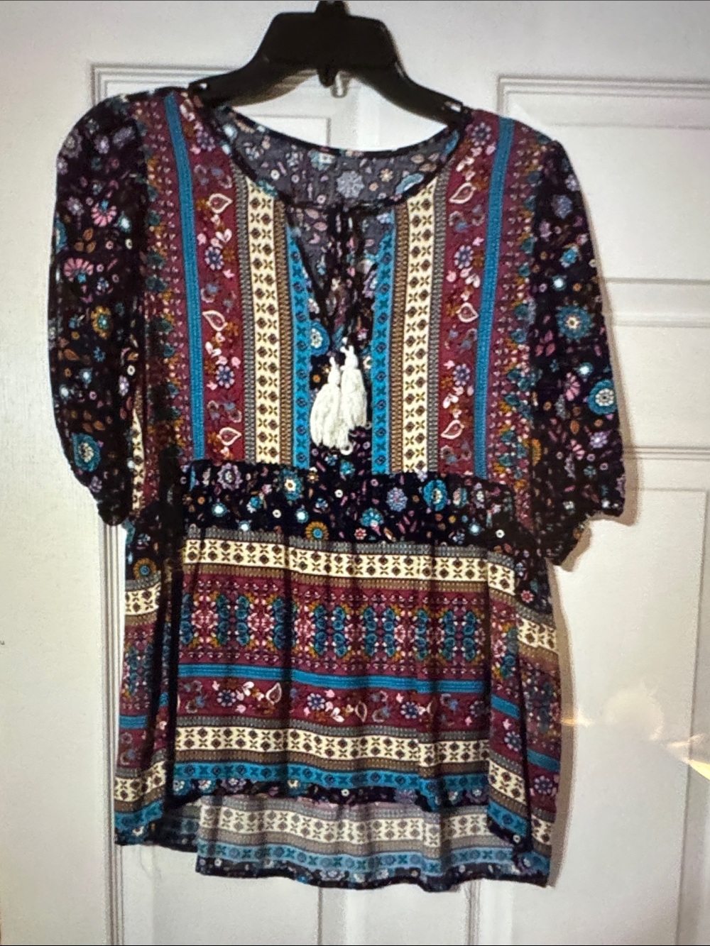 Boho Floral Peasant top- Multicolor